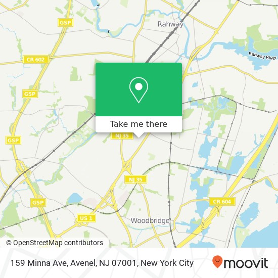 Mapa de 159 Minna Ave, Avenel, NJ 07001