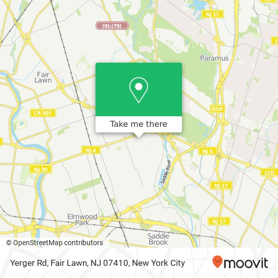 Mapa de Yerger Rd, Fair Lawn, NJ 07410