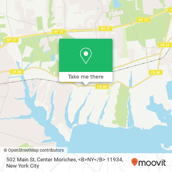 502 Main St, Center Moriches, <B>NY< / B> 11934 map