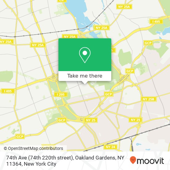 Mapa de 74th Ave (74th 220th street), Oakland Gardens, NY 11364
