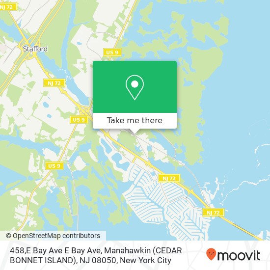 458,E Bay Ave E Bay Ave, Manahawkin (CEDAR BONNET ISLAND), NJ 08050 map