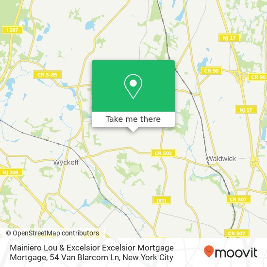 Mapa de Mainiero Lou & Excelsior Excelsior Mortgage Mortgage, 54 Van Blarcom Ln