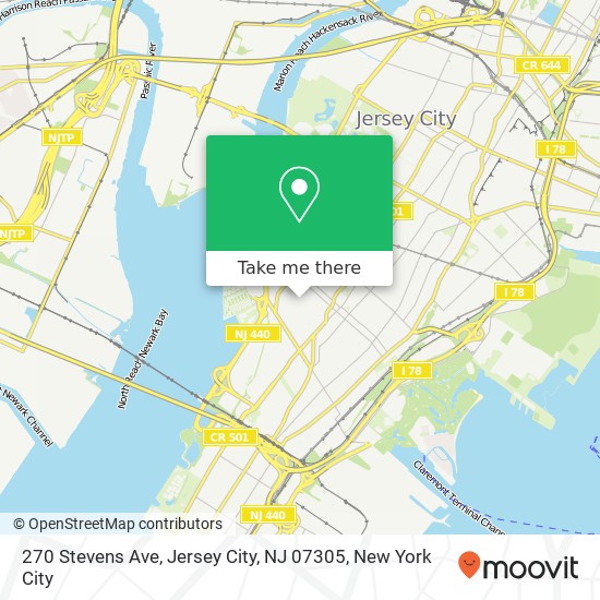 Mapa de 270 Stevens Ave, Jersey City, NJ 07305