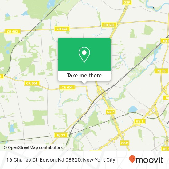 Mapa de 16 Charles Ct, Edison, NJ 08820