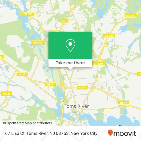 Mapa de 67 Lisa Ct, Toms River, NJ 08753