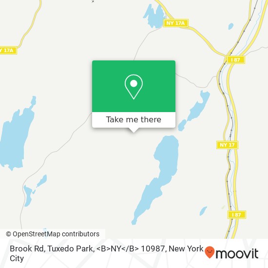 Mapa de Brook Rd, Tuxedo Park, <B>NY< / B> 10987