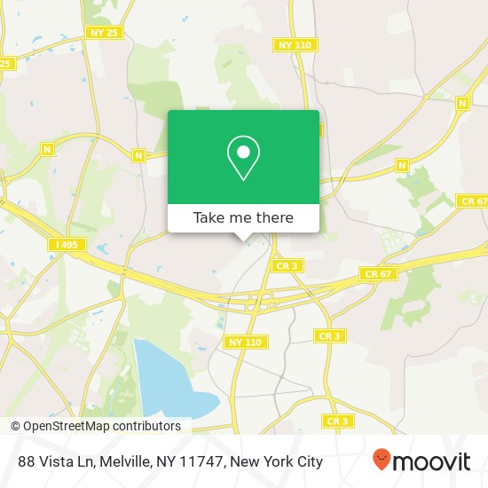 Mapa de 88 Vista Ln, Melville, NY 11747