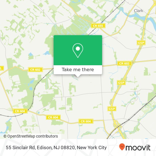 Mapa de 55 Sinclair Rd, Edison, NJ 08820