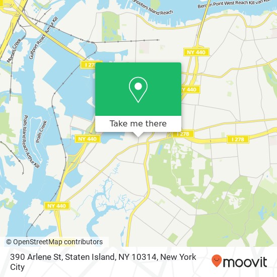 Mapa de 390 Arlene St, Staten Island, NY 10314