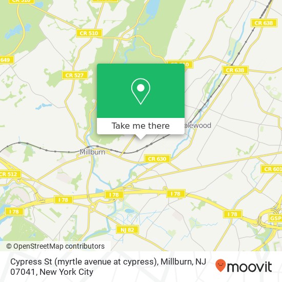 Mapa de Cypress St (myrtle avenue at cypress), Millburn, NJ 07041