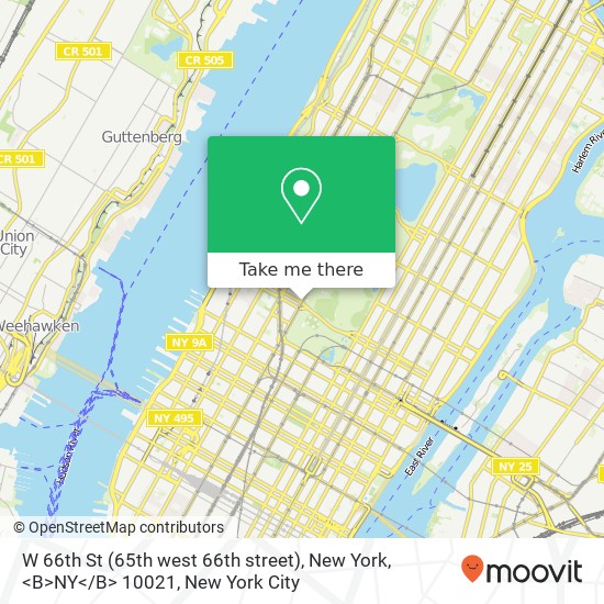 Mapa de W 66th St (65th west 66th street), New York, <B>NY< / B> 10021