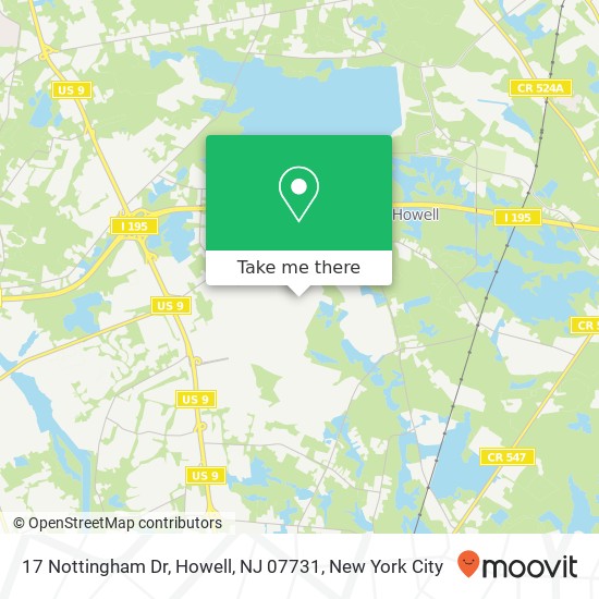 Mapa de 17 Nottingham Dr, Howell, NJ 07731