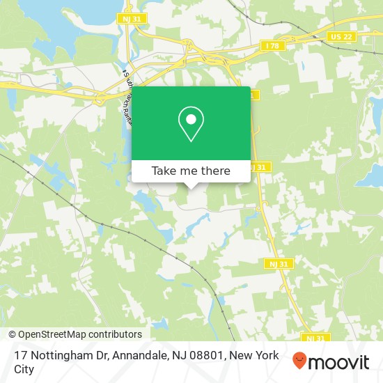 Mapa de 17 Nottingham Dr, Annandale, NJ 08801