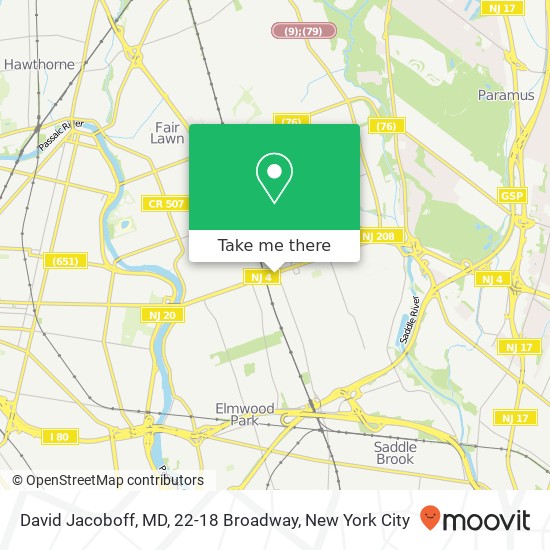 Mapa de David Jacoboff, MD, 22-18 Broadway