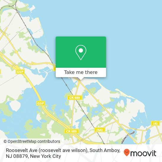 Mapa de Roosevelt Ave (roosevelt ave wilson), South Amboy, NJ 08879
