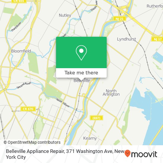 Mapa de Belleville Appliance Repair, 371 Washington Ave