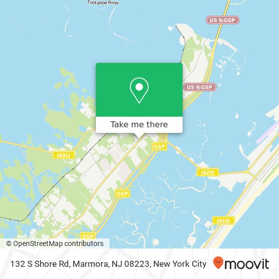 Mapa de 132 S Shore Rd, Marmora, NJ 08223