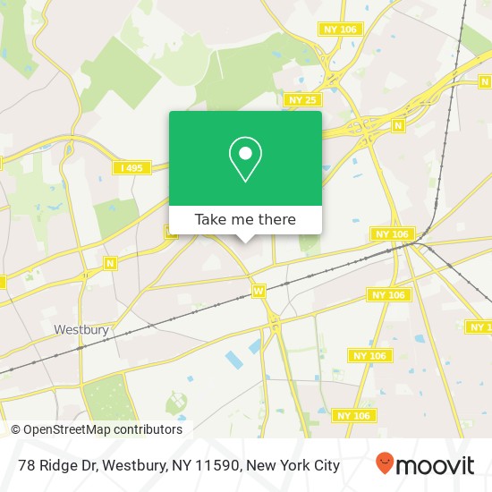 Mapa de 78 Ridge Dr, Westbury, NY 11590