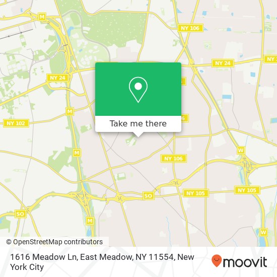 Mapa de 1616 Meadow Ln, East Meadow, NY 11554
