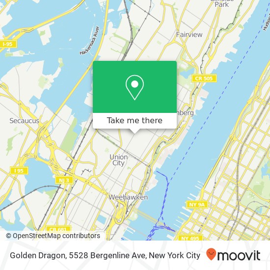 Mapa de Golden Dragon, 5528 Bergenline Ave