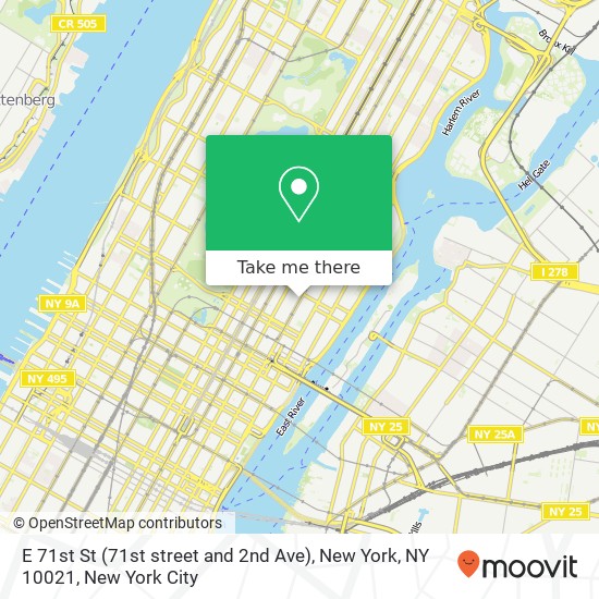Mapa de E 71st St (71st street and 2nd Ave), New York, NY 10021