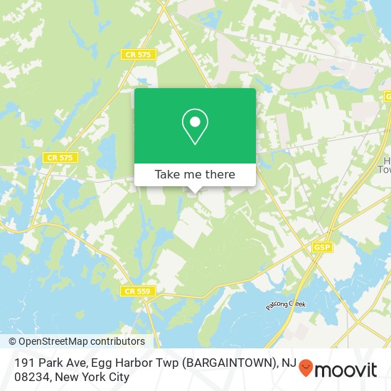 191 Park Ave, Egg Harbor Twp (BARGAINTOWN), NJ 08234 map