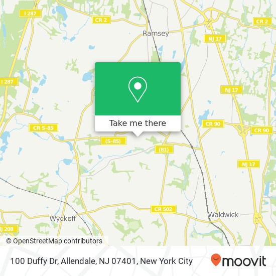Mapa de 100 Duffy Dr, Allendale, NJ 07401