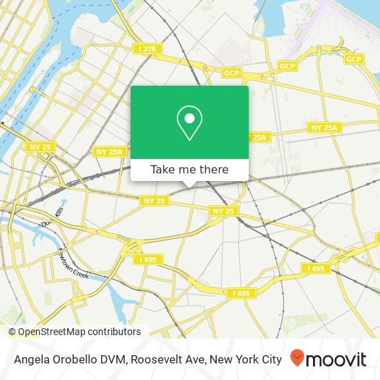 Angela Orobello DVM, Roosevelt Ave map