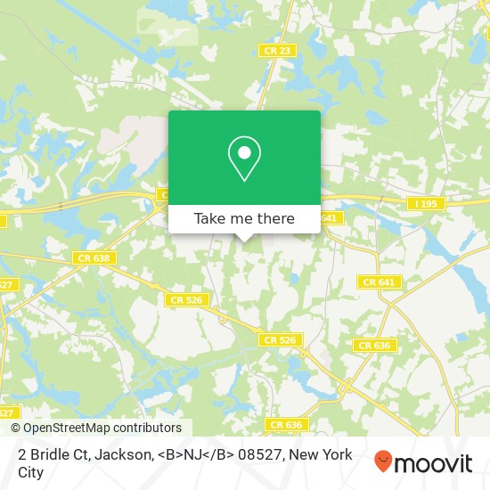 Mapa de 2 Bridle Ct, Jackson, <B>NJ< / B> 08527