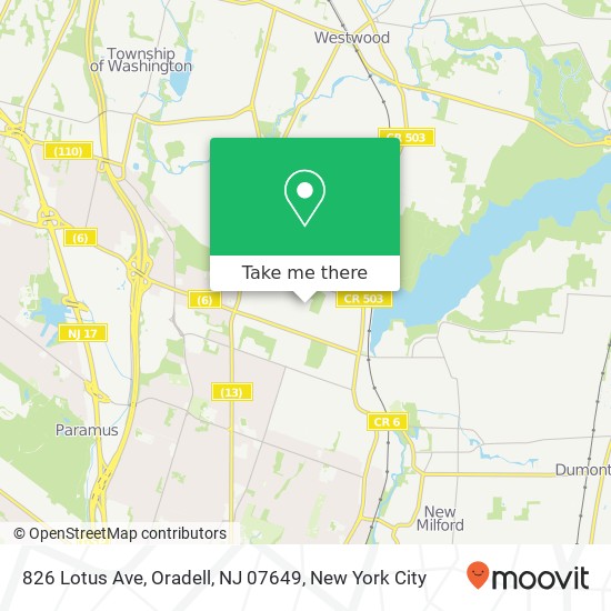 Mapa de 826 Lotus Ave, Oradell, NJ 07649