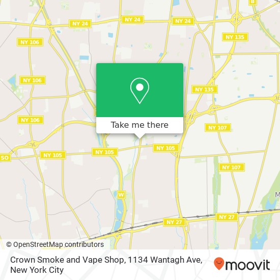 Mapa de Crown Smoke and Vape Shop, 1134 Wantagh Ave