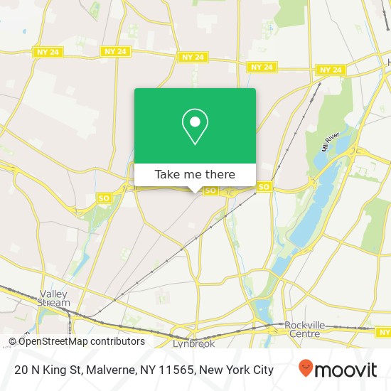 Mapa de 20 N King St, Malverne, NY 11565