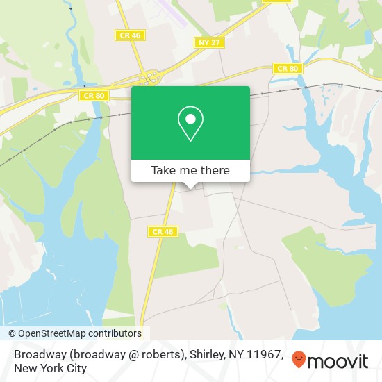 Mapa de Broadway (broadway @ roberts), Shirley, NY 11967