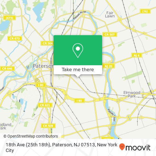 Mapa de 18th Ave (25th 18th), Paterson, NJ 07513