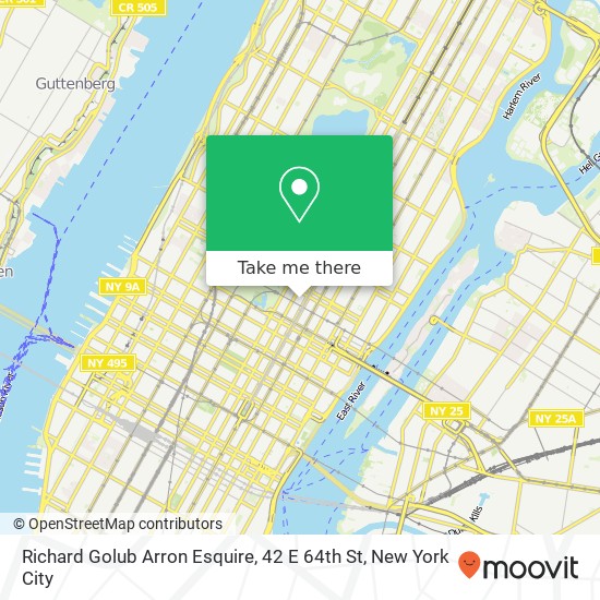 Richard Golub Arron Esquire, 42 E 64th St map