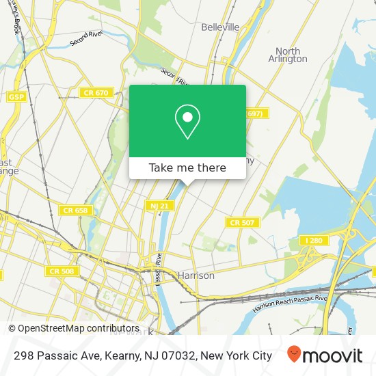 Mapa de 298 Passaic Ave, Kearny, NJ 07032