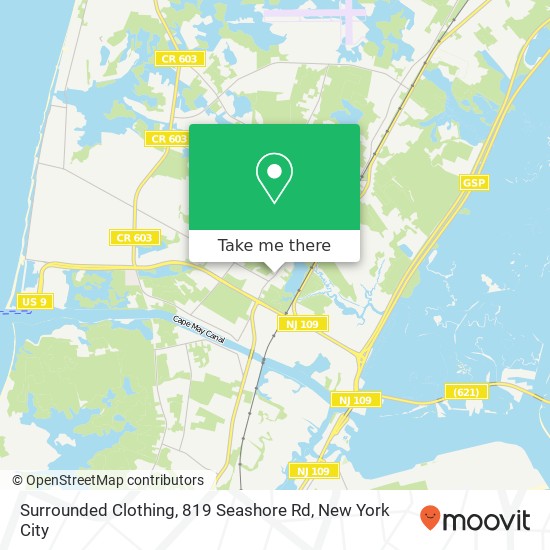 Mapa de Surrounded Clothing, 819 Seashore Rd