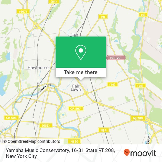Mapa de Yamaha Music Conservatory, 16-31 State RT 208