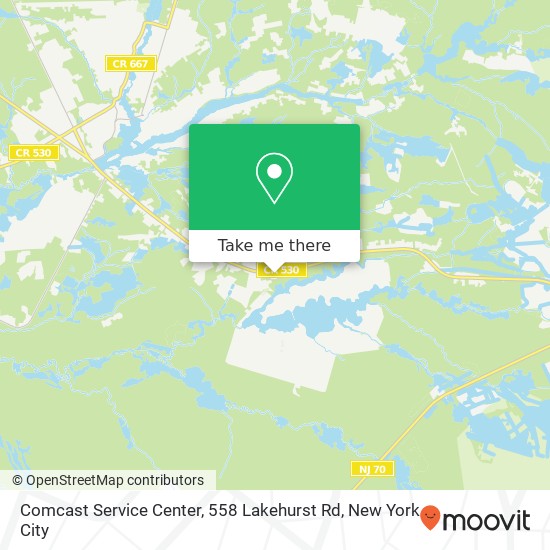 Mapa de Comcast Service Center, 558 Lakehurst Rd