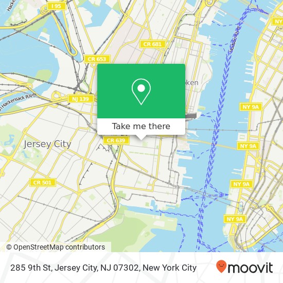 Mapa de 285 9th St, Jersey City, NJ 07302