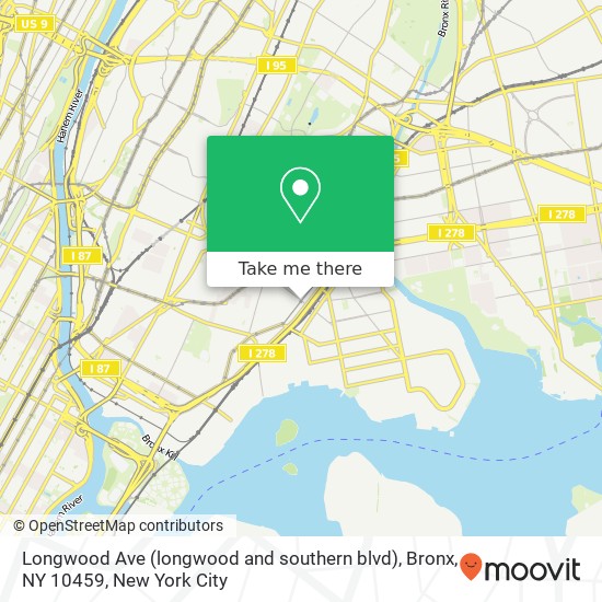 Mapa de Longwood Ave (longwood and southern blvd), Bronx, NY 10459