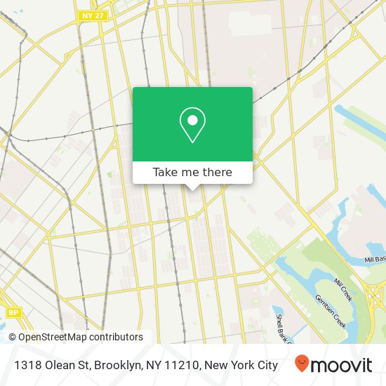 Mapa de 1318 Olean St, Brooklyn, NY 11210