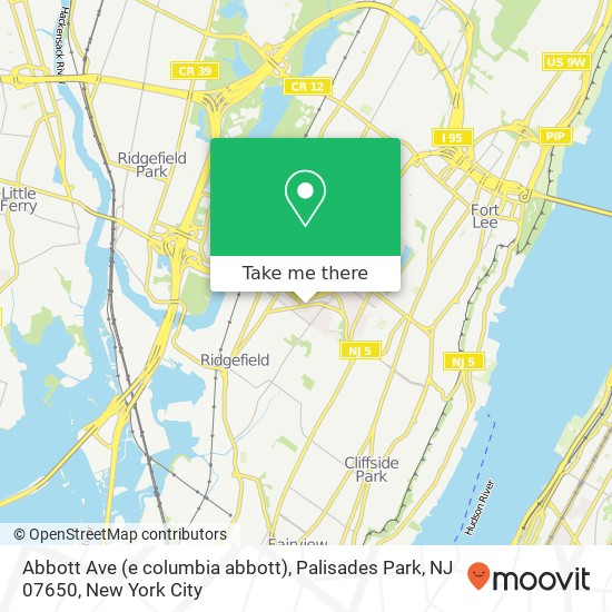 Mapa de Abbott Ave (e columbia abbott), Palisades Park, NJ 07650