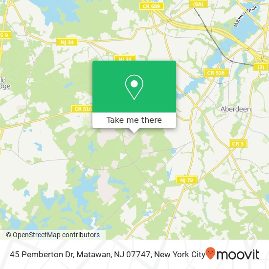 Mapa de 45 Pemberton Dr, Matawan, NJ 07747