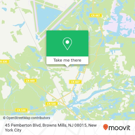 Mapa de 45 Pemberton Blvd, Browns Mills, NJ 08015