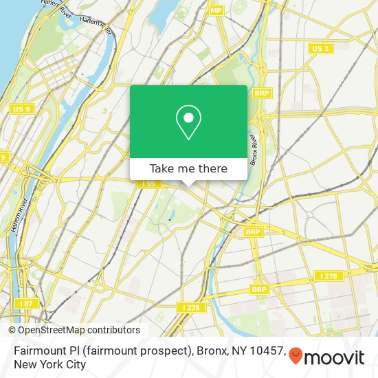 Mapa de Fairmount Pl (fairmount prospect), Bronx, NY 10457