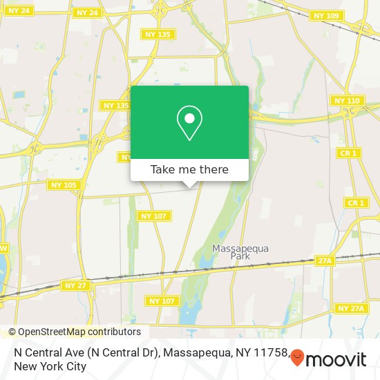 Mapa de N Central Ave (N Central Dr), Massapequa, NY 11758