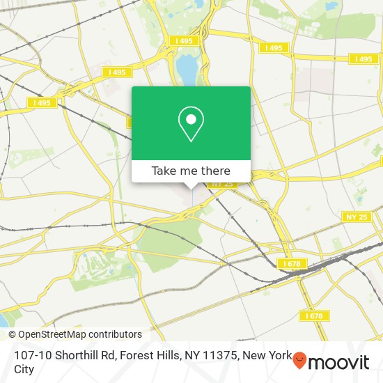 Mapa de 107-10 Shorthill Rd, Forest Hills, NY 11375