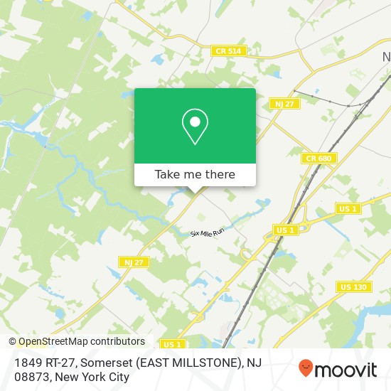 Mapa de 1849 RT-27, Somerset (EAST MILLSTONE), NJ 08873
