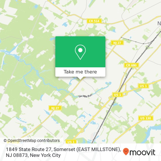 1849 State Route 27, Somerset (EAST MILLSTONE), NJ 08873 map